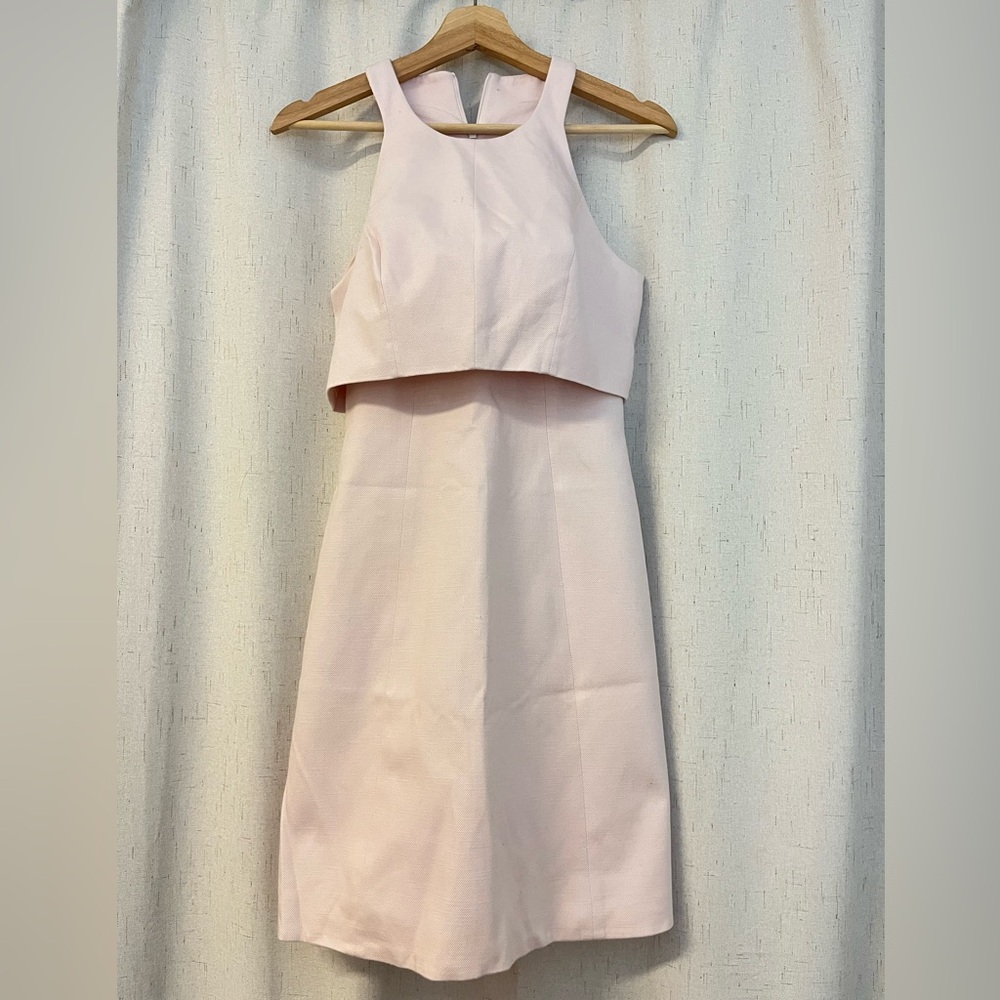 Karen Millen Tailored Cotton Blush Textured Midi Dress $499 - Picture 2 of 7